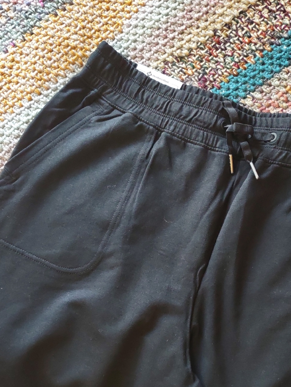 NWT Member's Mark French Terry Crop Capri Pants Size L Large Black - Picture 6 of 6